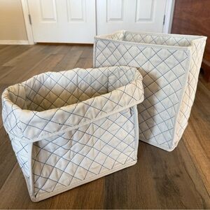 IKEA SKUBBARE foldable Basket, natural, blue 2 pieces